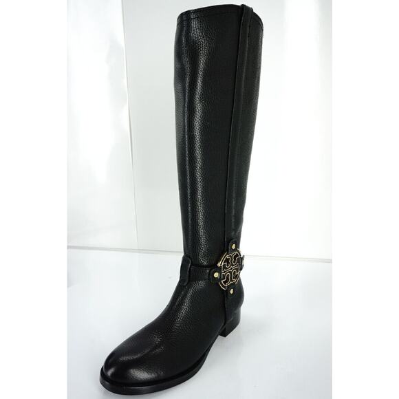 Tory Burch Logo Buckle Amanda Tall Leather Riding Knee High Boots SZ 5 New $495 - Picture 1 of 10